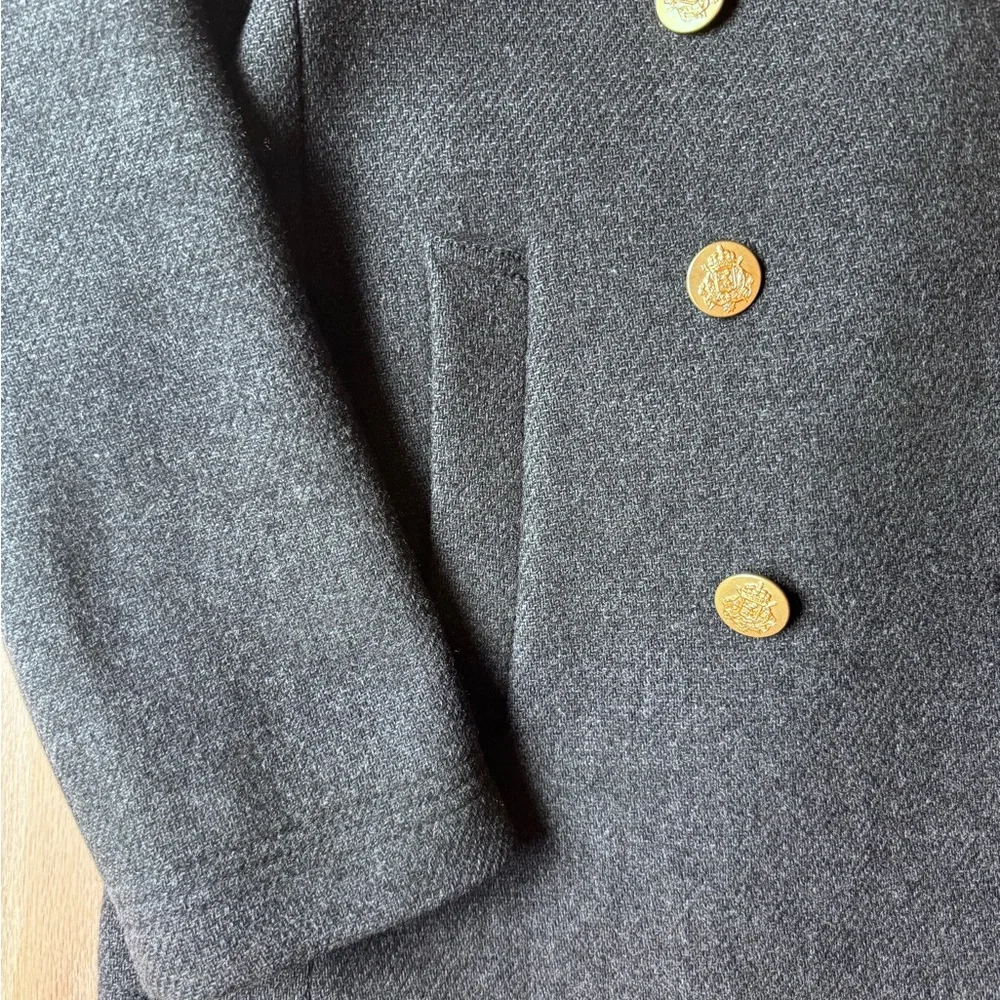 J. Crew Double-Breasted Stadium Cloth Wool Peacoat with Gold Buttons